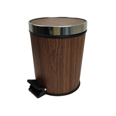 Ведро нержавеющая сталь для мусора 12 л круглое с педалью грецкий орех Baizheng