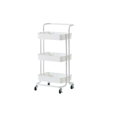 Этажерка пластиковая 3-х ярусная 45х37х82 см на колесах белый Baizheng