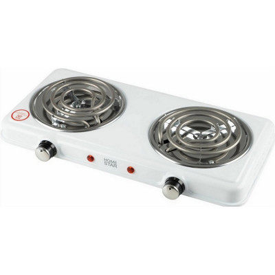 Электроплита двухконфорочная 2 кВт спираль 140 мм белый HS-1109 HomeStar