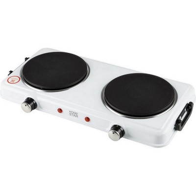 Электроплита двухконфорочная 2 кВт диск чугун 155 мм белый HS-1110 HomeStar