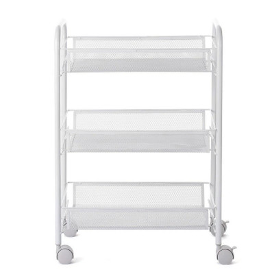 Этажерка металлическая 3-х ярусная 45*26*64,5 см на колесах белый Baizheng Этажерка металлическая 3-х ярусная 45*26*64,5 см на колесах белый Baizheng
