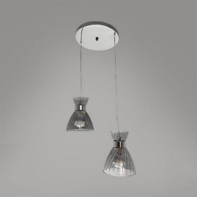 Люстра кухонная 2 плафона 33,5*23,5*80 см Е27 60Вт 9м2 плафон стекло хром Baizheng