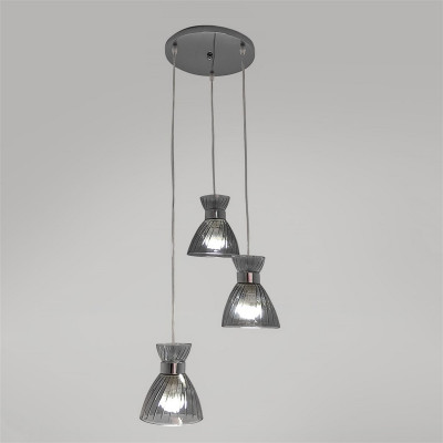 Люстра кухонная 3 плафона 33,5*100 см Е27 60Вт 12м2 плафон стекло хром Baizheng