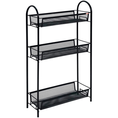 Этажерка металлическая 3-х ярусная 43х17х75,5 см черная Ладья 13 ЗМИ