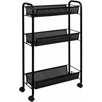Этажерка металлическая 3-х ярусная 44*17*75,5 см черная Ладья 1 К