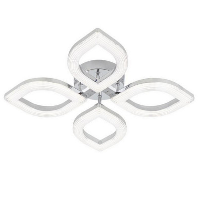 Люстра светодиодная 4 плафона 54,8*7,5 см 56 Вт 4032LM 25м2 3 цвета пульт белый Baizheng