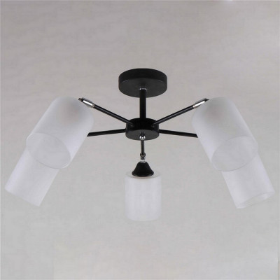 Светильник спот 5 плафонов 62*62*26 см Е27 60Вт 20м2 плафон стекло черный Baizheng