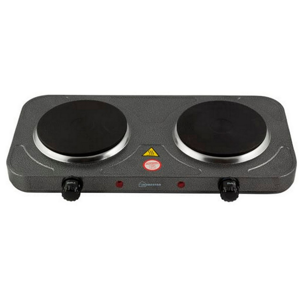 Электроплита двухконфорочная 2 кВт диск серая HS-1104 HomeStar