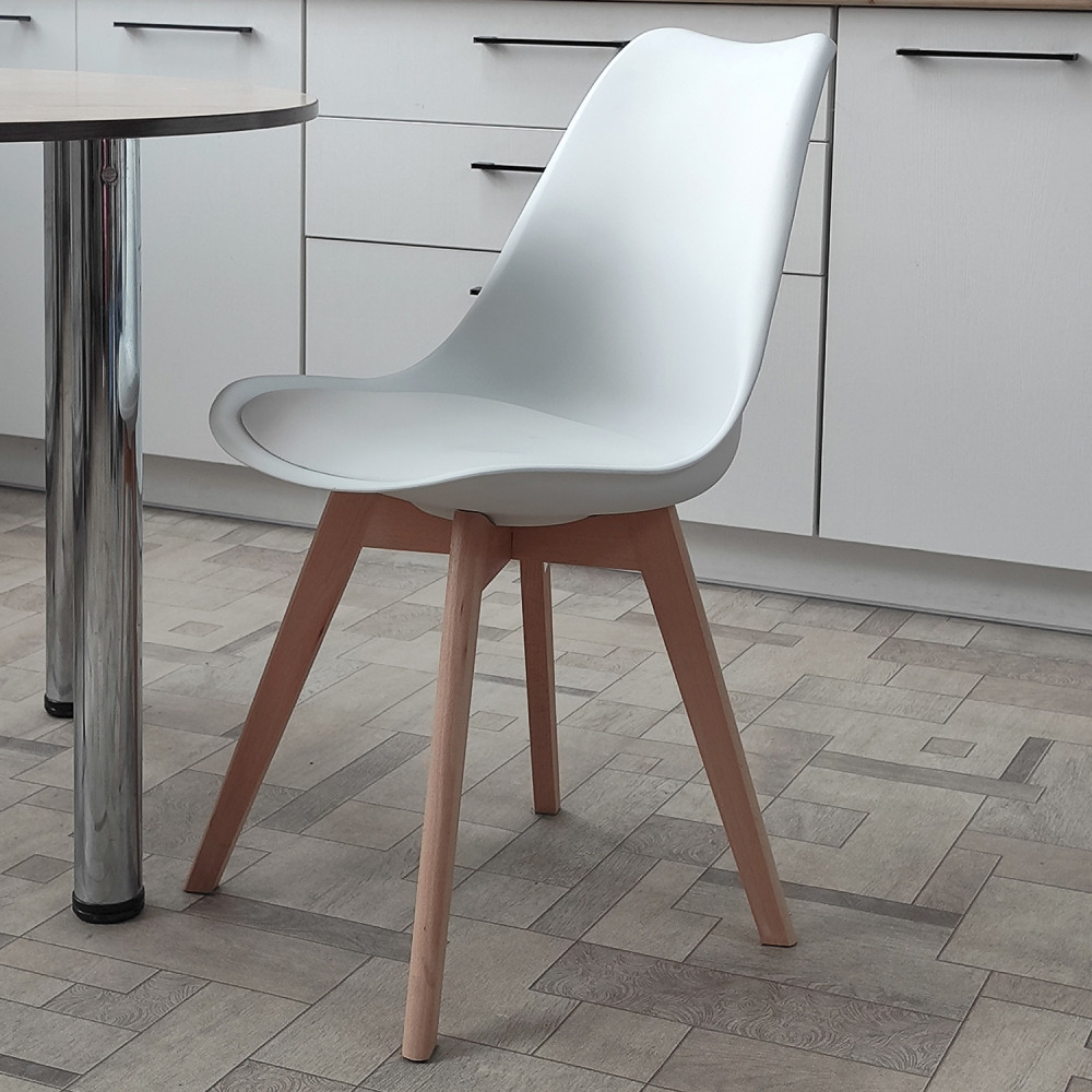 Стул Baizheng 46×49×82 см, полипропилен, мягкое сиденье, белый, до 120 кг