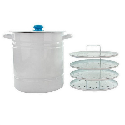 Мантоварка эмалированная 12 л 4 вставки пласт кнопка светлый Стальэмаль