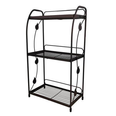 Полка металлическая для ванной 3-х ярусная 30*17*56,5 см кофе Листочки Baizheng Полка металлическая для ванной 3-х ярусная 30*17*56,5 см кофе Листочки Baizheng