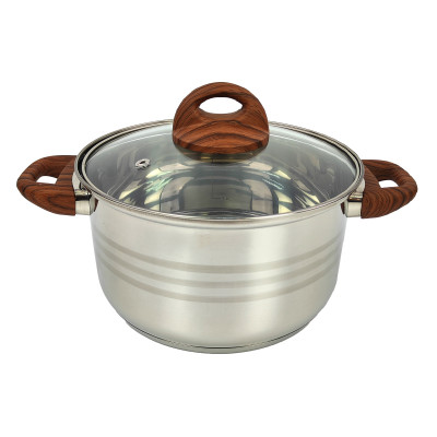 Кастрюля нерж сталь 3,5 л 18 см стекл крышка ручками под дерево soft-touch Foresta Mallony Кастрюля нерж сталь 3,5 л 18 см стекл крышка ручками под дерево soft-touch Foresta Mallony