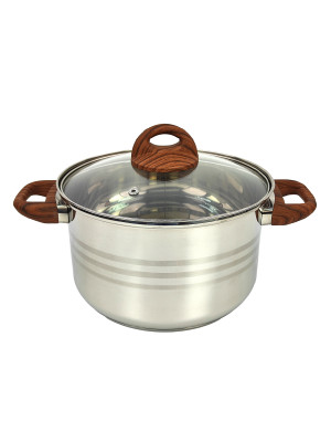 Кастрюля нерж сталь 5 л 22 см стекл крышка ручками под дерево soft-touch Foresta Mallony Кастрюля нерж сталь 5 л 22 см стекл крышка ручками под дерево soft-touch Foresta Mallony