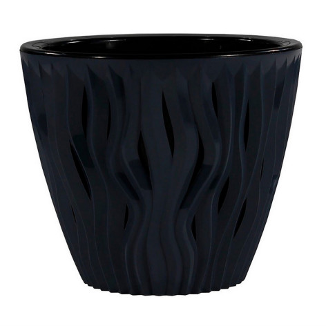 Кашпо пластиковое  7,5 антрацит черная вставка Вдохновение Bmc