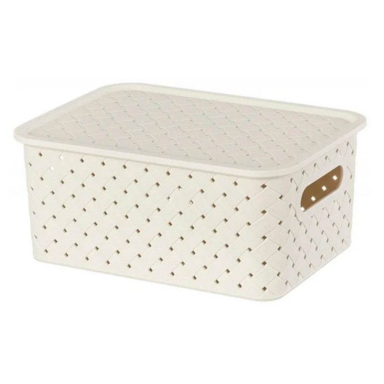 Корзина пластиковая  3 л 173*235*105 мм с крышкой слоновая кость Береста Violet