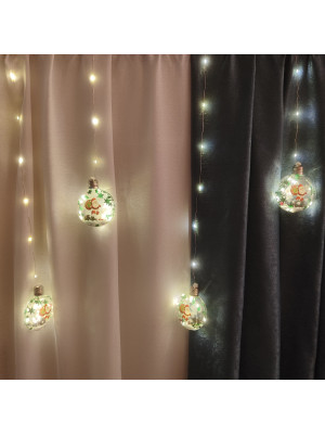 Гирлянда светодиодная 2,8 м 132 led 8 шаров желтый Шары Дед Мороз с подарком NP-3327 Fex Гирлянда светодиодная 2,8 м 132 led 8 шаров желтый Шары Дед Мороз с подарком NP-3327 Fex