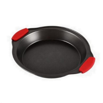 Форма металлическая 29х24,5х3 см круглая силиконовые ручки серый Cottyra Mallony