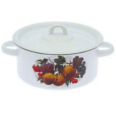 Кастрюля эмалированная 2 л петля цилиндрическая белый Йогурт Стальэмаль