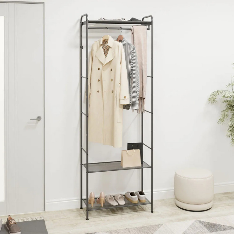 Фото Вешалка металлическая гардеробная 69,5х30х162 см белый Валенсия 22М ЗМИ