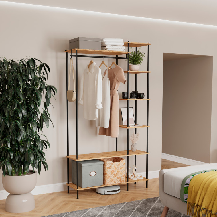 Вешалка металлическая гардеробная 110х38,5х137 см белый полки Скандинавия 1 ЗМИ