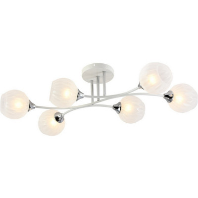 Люстра 6 плафонов 84*37,5*24,5 см E27 60Вт 24м2 плафон стекло белый хром Baizheng