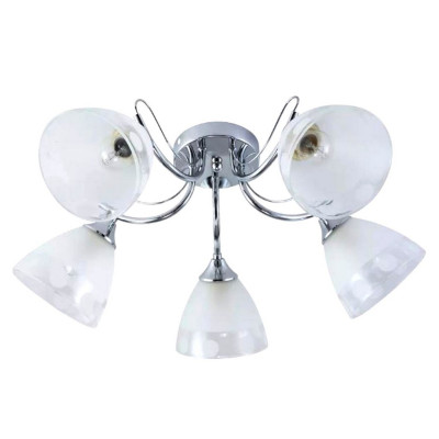 Люстра 5 плафонов 59*24 см E27 60Вт 20м2 плафон стекло хром Baizheng