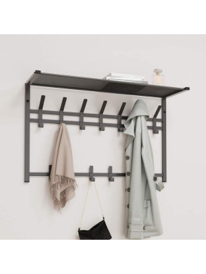 Вешалка металлическая настенная 88,5х27х54,5 см 13 крючков с полкой графит Торонто 32 ЗМИ Вешалка металлическая настенная 88,5х27х54,5 см 13 крючков с полкой графит Торонто 32 ЗМИ