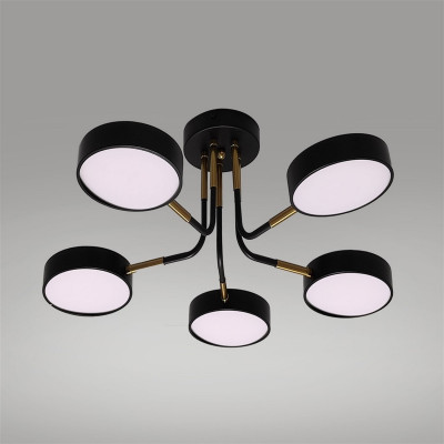 Люстра светодиодная 5 плафонов 82,5*18см 60Вт 15000LM 3000K+6500K 25м2 пульт черный Baizheng