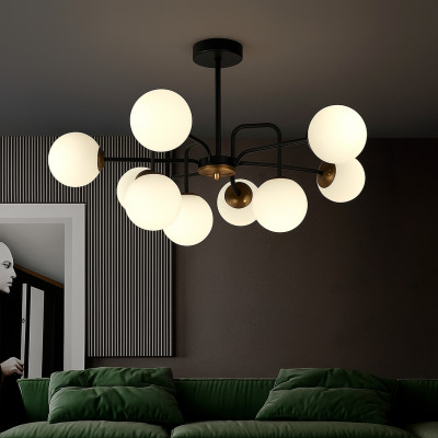 Люстра 9 плафонов 76*46 см Е27 60Вт 35м2 плафон стекло черный бронза Baizheng Люстра 9 плафонов 76*46 см Е27 60Вт 35м2 плафон стекло черный бронза Baizheng