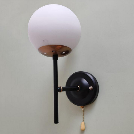 Бра 1 плафон 18,5*13*29 см Е27 60Вт 4м2 плафон стекло черный медь Baizheng