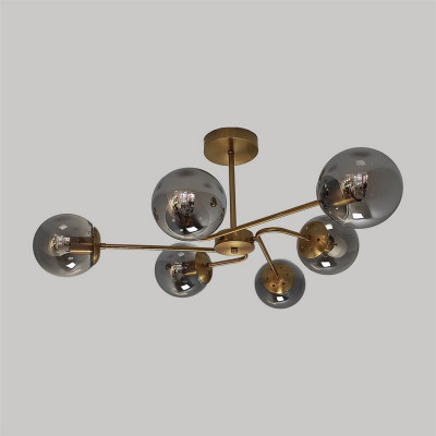 Люстра 6 плафонов 79*30 см Е27 60Вт 25м2 плафон стекло бронза Baizheng