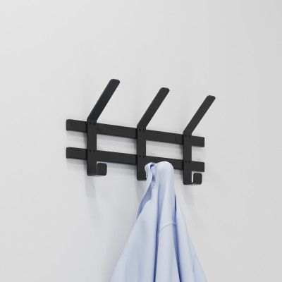 Вешалка металлическая настенная  34х8,5х16,8 см 3 двойных крючков черный Торонто 3 ЗМИ
