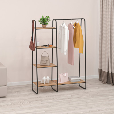 Вешалка металлическая гардеробная 110х38,5х137 см черный полки Скандинавия 1 ЗМИ