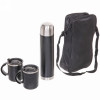 Мини изображение Набор нержавеющая сталь походный 3 предмета термос 1 л 2 кружки 0,4 л с крышками узкое горло кнопка сумка