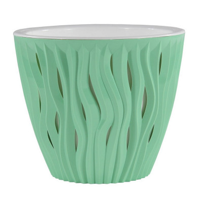 Кашпо пластиковое  2,25 л мята белая вставка Вдохновение Bmc