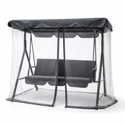 Качели садовые 1700*1100*1530 мм нагрузка 210 кг москитная сетка без подушек серый Grower
