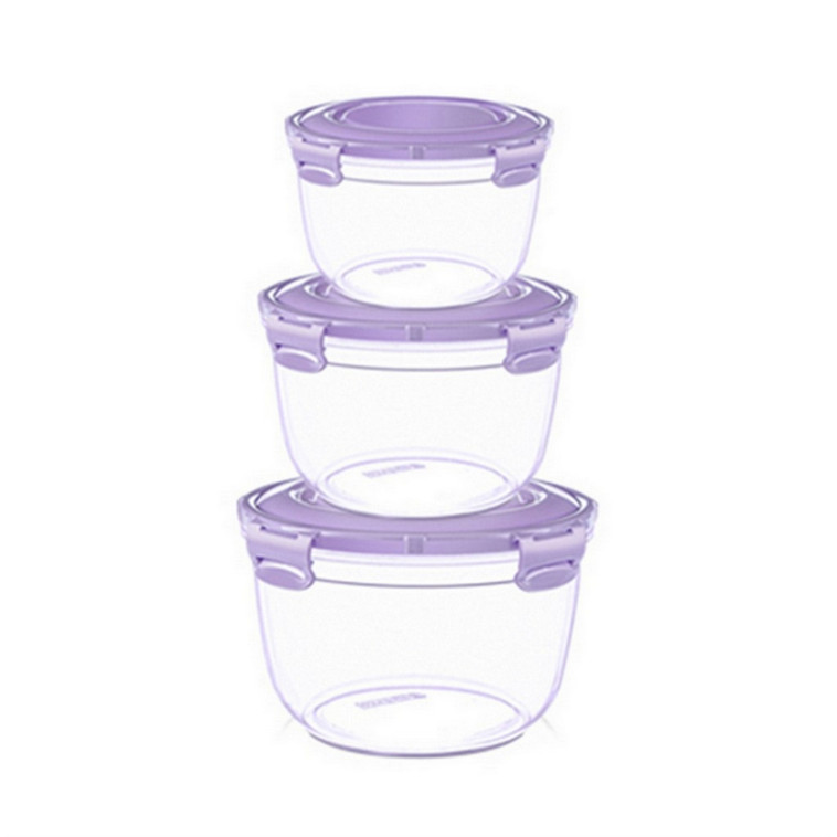Набор пластиковых контейнеров 3 шт воздухонепроницаемых глубоких круглых Ddstyle