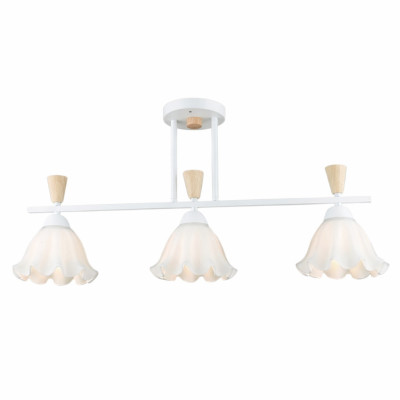 Люстра 3 плафона 70,5*16,5*32,5 см Е27 60Вт 12м2 дерево плафон стекло белый-дерево Baizheng Люстра 3 плафона 70,5*16,5*32,5 см Е27 60Вт 12м2 дерево плафон стекло белый-дерево Baizheng