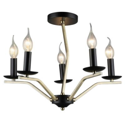 Люстра 5 плафонов 46*37 см Е14 60Вт 20 м2 плафон стекло бронза черный Baizheng