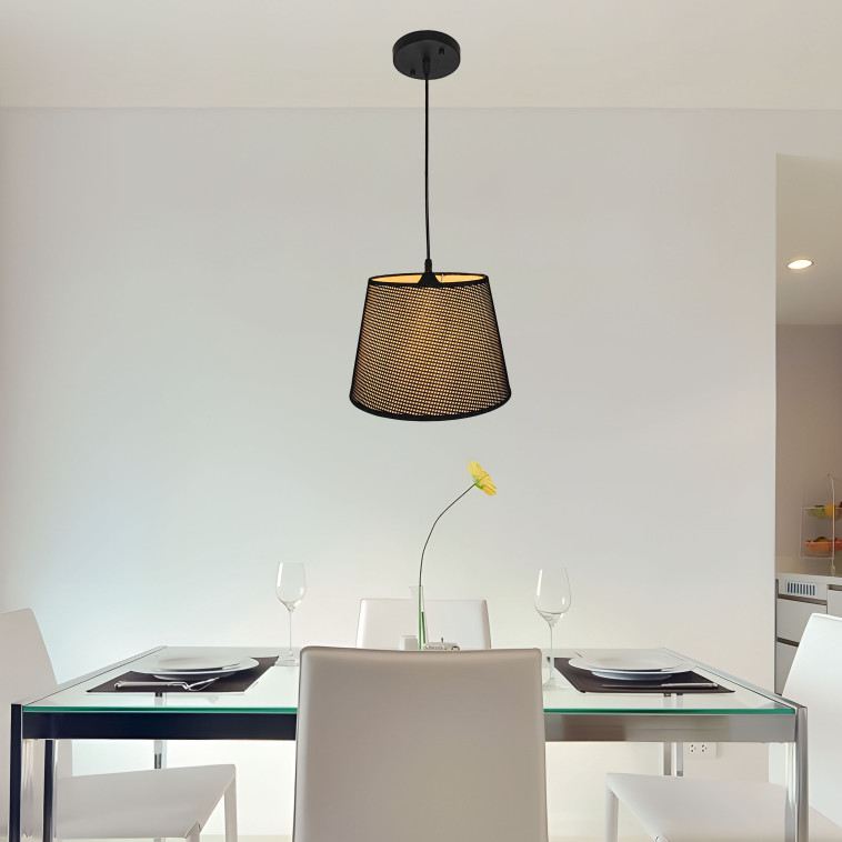 Картинка Люстра кухонная 1 плафон 28*21*80 см Е27 60Вт 4м2 плафон ткань черный Baizheng