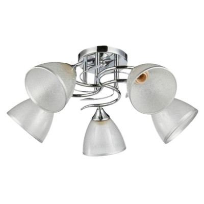 Люстра 5 плафонов 57*24 см Е27 60Вт 20м2 плафон стекло хром Baizheng