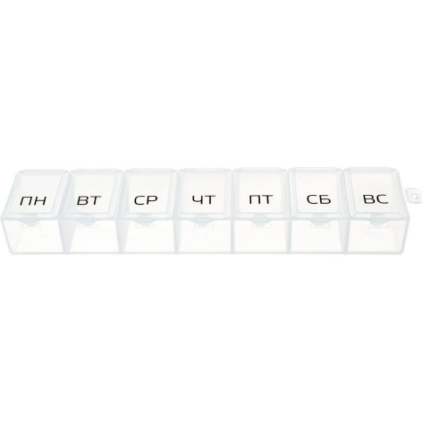 Контейнер пластиковый для таблеток 7 ячеек 160*35*23 мм прозрачный Ecos