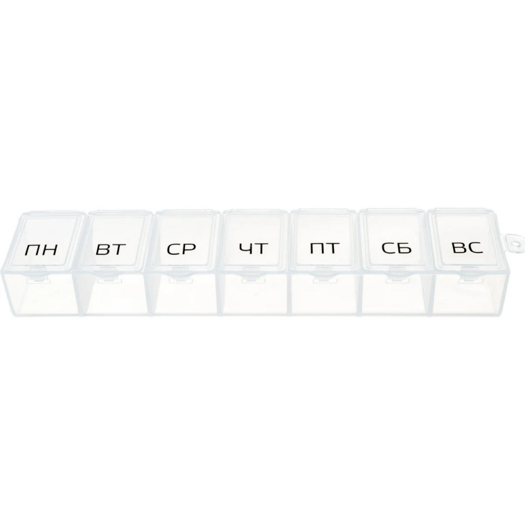 Контейнер пластиковый для таблеток 7 ячеек 160*35*23 мм прозрачный Ecos