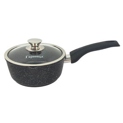 Ковш алюминиевый 1,5 л стекл крышка под упак Гранит Induction Горница