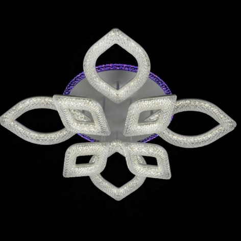 Люстра светодиодная 8 плафонов 62*15,8 см 128Вт 4800 LM 25м2 3 цвета прил пульт белый Baizheng