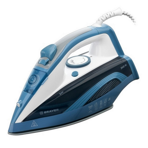 Утюг 2,4 кВт керамическая подошва вертикальное отпаривание самоочистка антинакипь синий Brayer