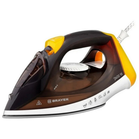 Утюг 2,4 кВт керамическая подошва вертикальное отпаривание самоочистка антинакипь коричнево-желты Brayer