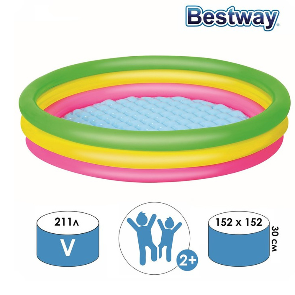 Бассейн надувной 152*30 см 211 л с надувным дном BestWay