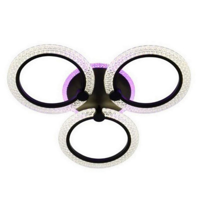 Люстра светодиодная 3 плафона 45*23*26 см 66 Вт 2470 LM 10м2 3 цв прилож пульт черный Baizheng