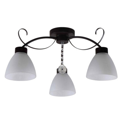 Люстра 3 плафона 55*55*26 см Е27 60Вт 12м2 плафон стекло черный Baizheng